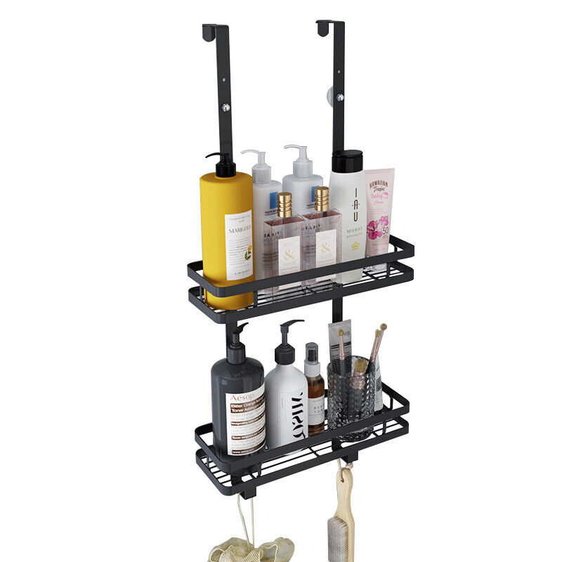Black Aluminium Shower Caddy 74cm Hanging Storage Rack 35cm V178-66830