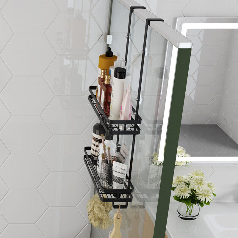 Black Aluminium Shower Caddy 74cm Hanging Storage Rack 35cm V178-66830