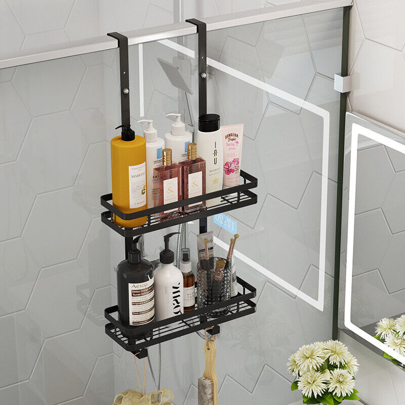 Black Aluminium Shower Caddy 74cm Hanging Storage Rack 35cm V178-66830