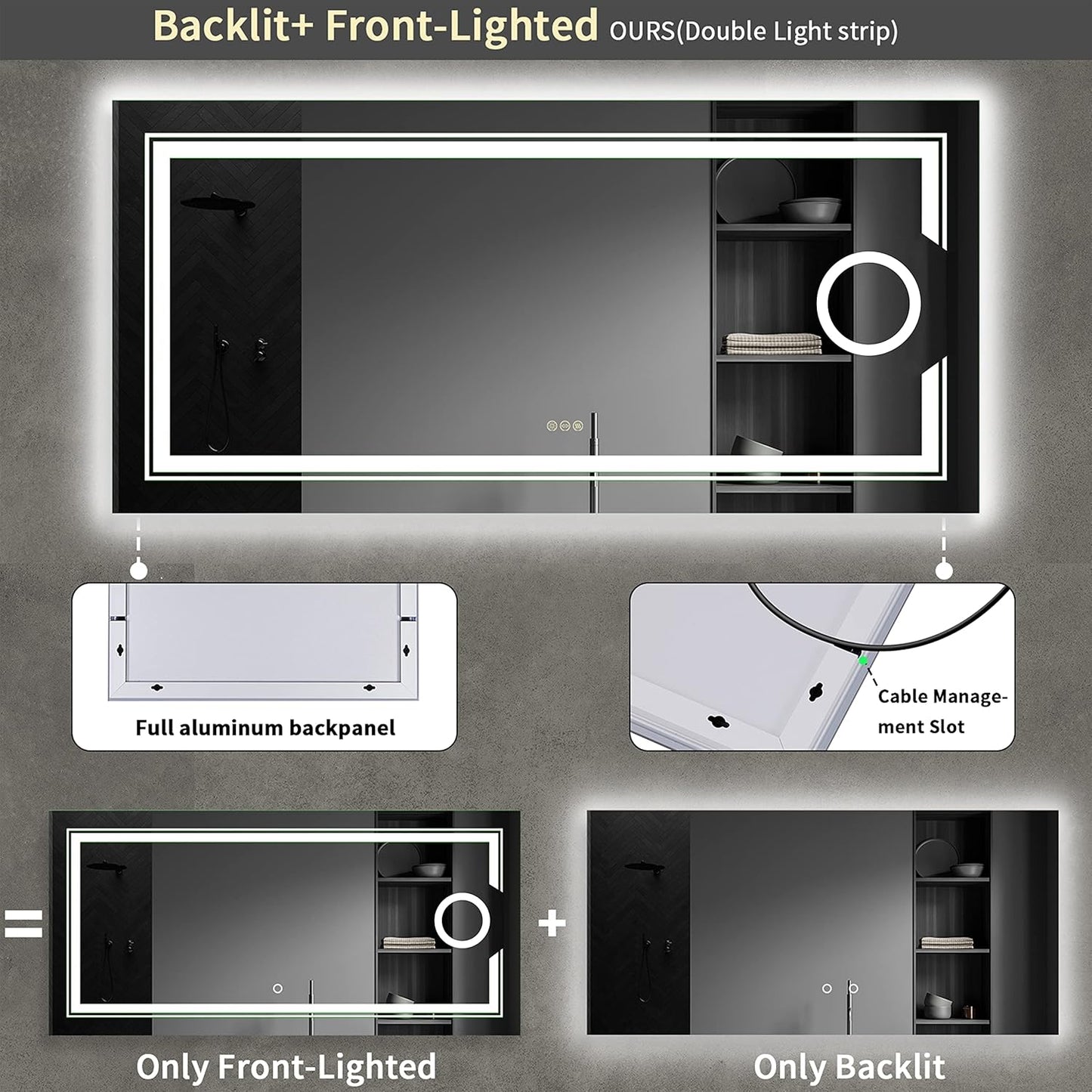 1200x600mm LED Bathroom Mirror Anti-fog Magnifying V178-66836