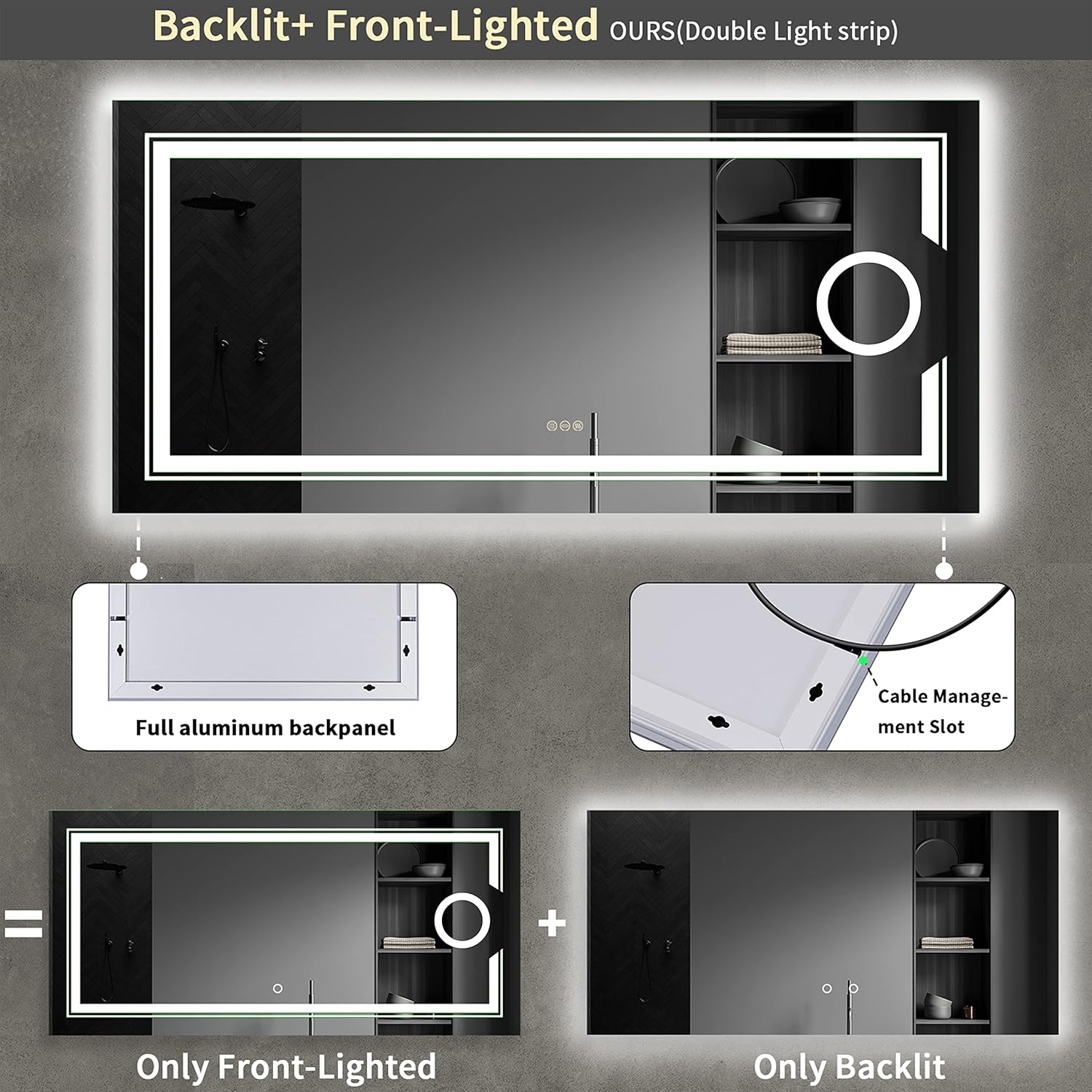 1200x600mm LED Bathroom Mirror Anti-fog Magnifying V178-66836