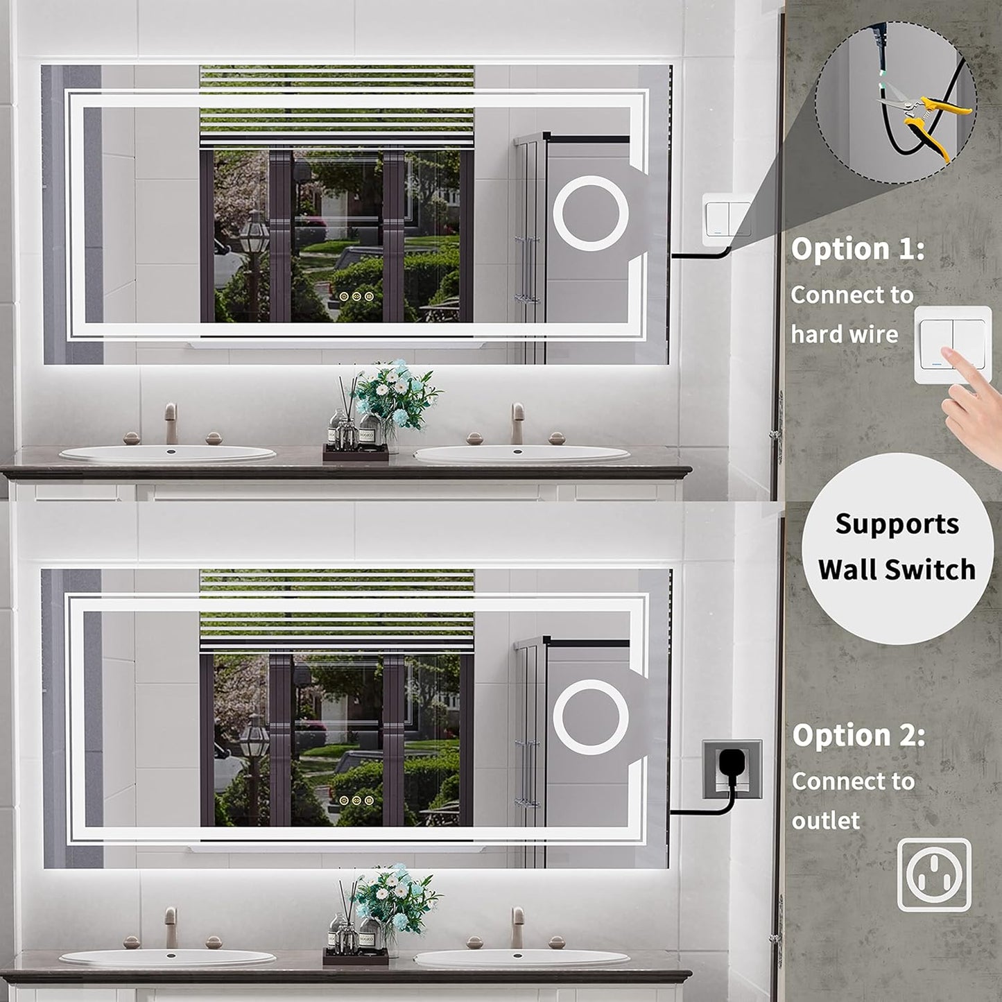 1200x600mm LED Bathroom Mirror Anti-fog Magnifying V178-66836