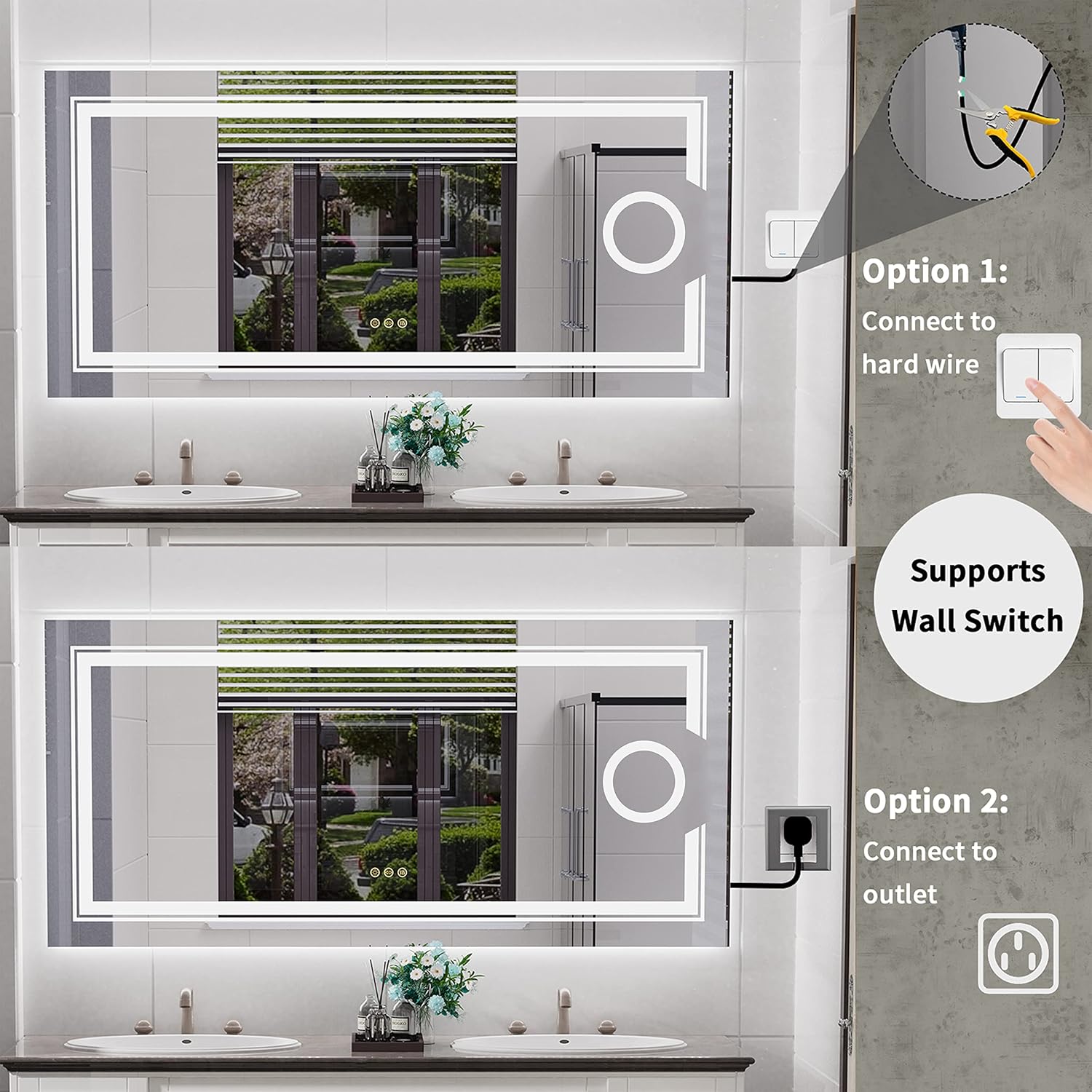 1200x600mm LED Bathroom Mirror Anti-fog Magnifying V178-66836