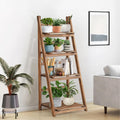 Rustic Wood 4 Tier Plant Stand Bookshelf 38CM Corner Shelf V178-66837