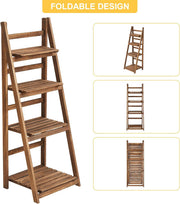 Rustic Wood 4 Tier Plant Stand Bookshelf 38CM Corner Shelf V178-66837