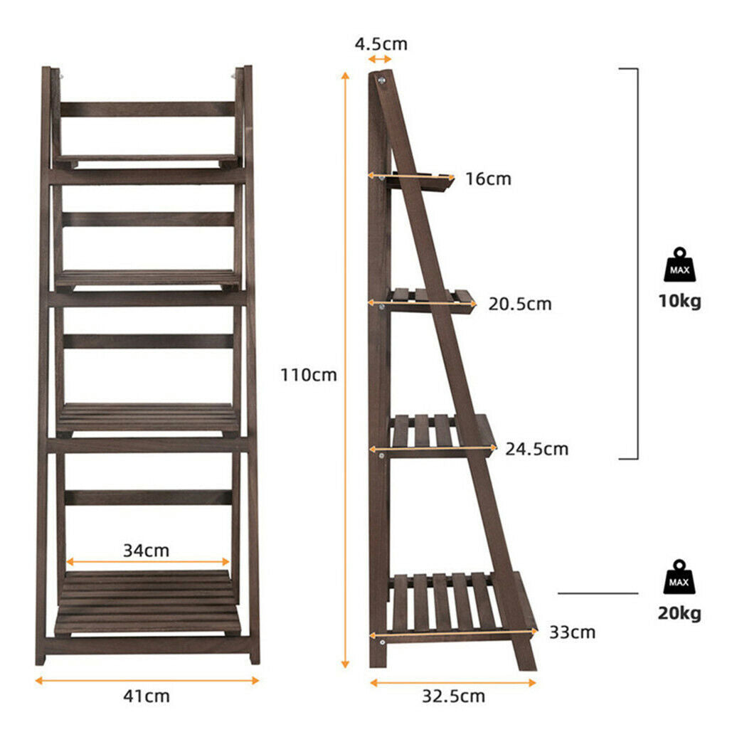 Rustic Wood 4 Tier Plant Stand Bookshelf 38CM Corner Shelf V178-66837