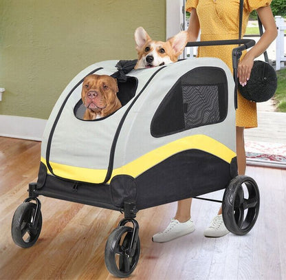 Dog Stroller w/ Divider, Foldable Pet Cart V178-66839