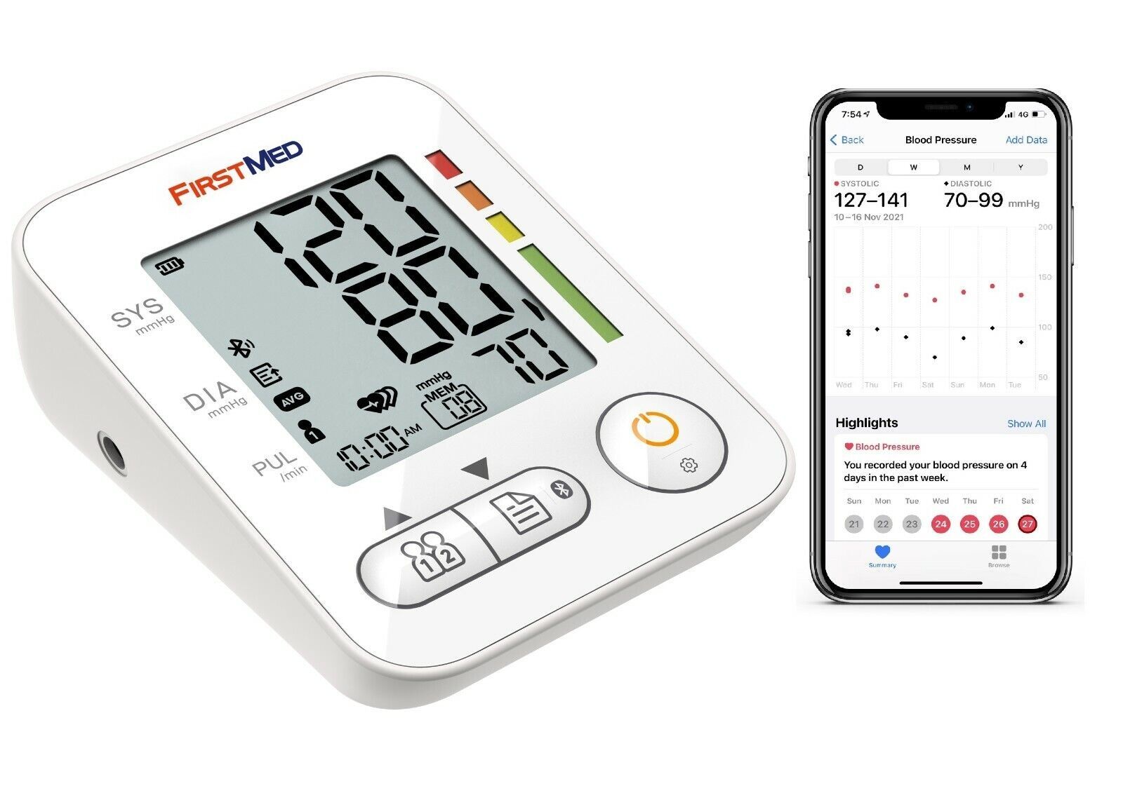 Bluetooth Blood Pressure Monitor, Auto Digital, 22-32cm Cuff V178-66864