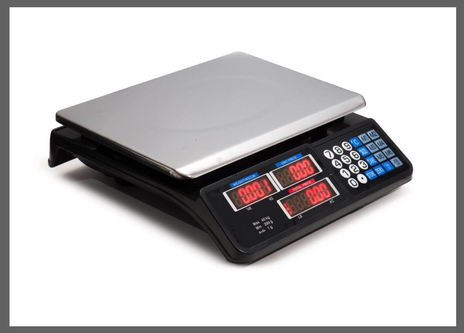 Digital Kitchen Scale 40kg 1g Increment Electronic Black V178-66870