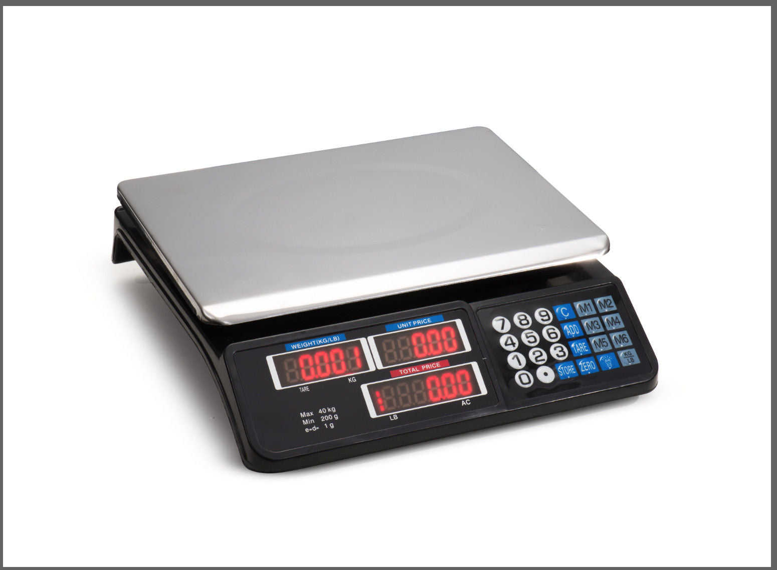 Digital Kitchen Scale 40kg 1g Increment Electronic Black V178-66870