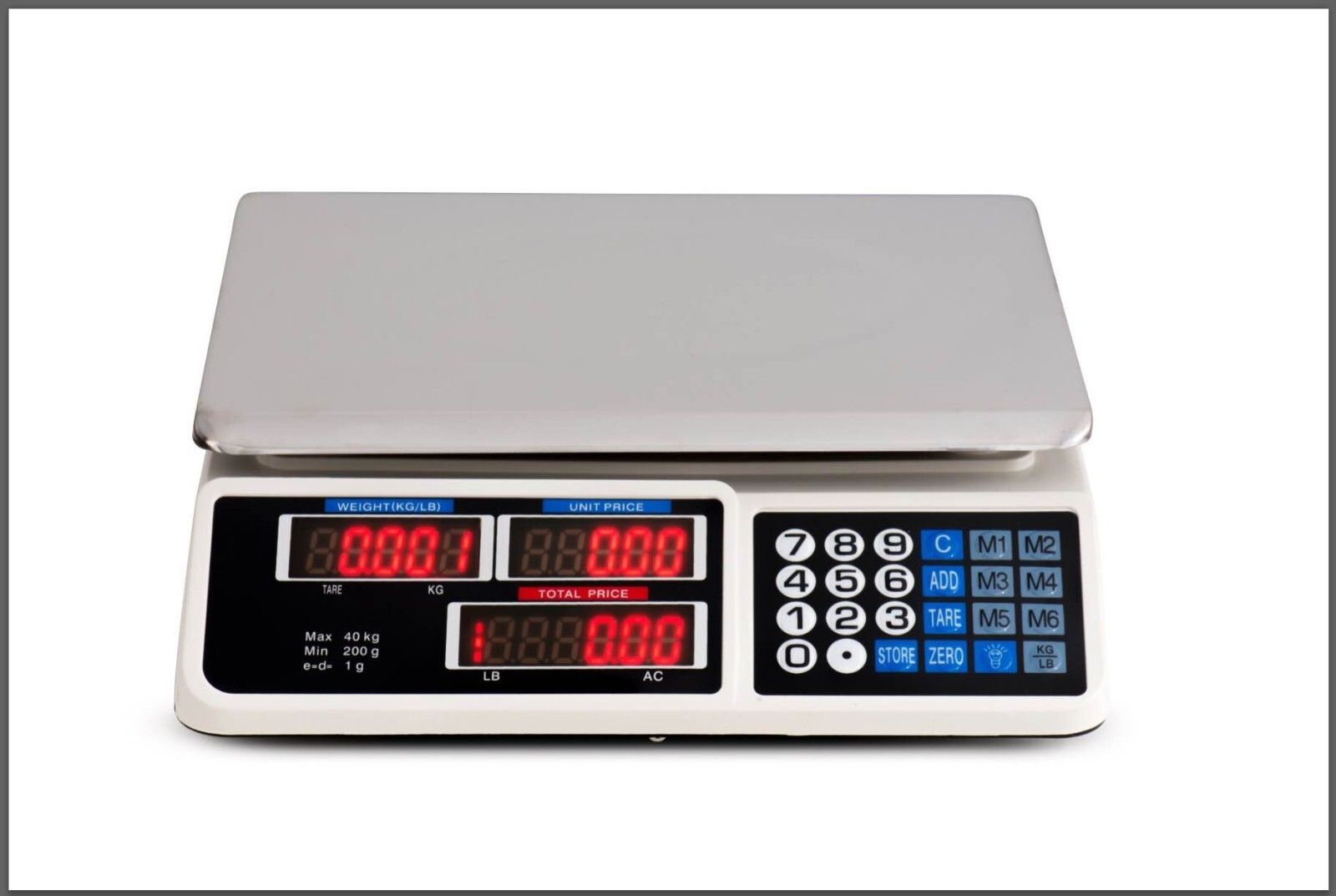 Digital Kitchen Scale Electronic 40KG 1g Increment White V178-66871