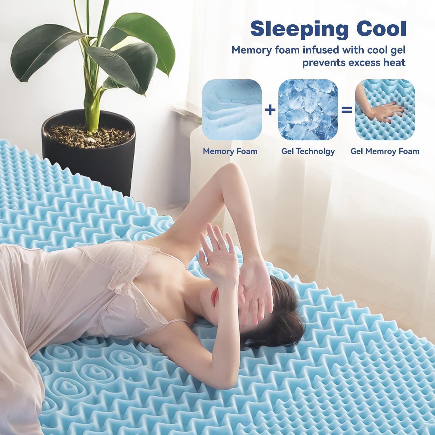 King Mattress Topper Memory Foam 7-Zone 8cm V178-66890