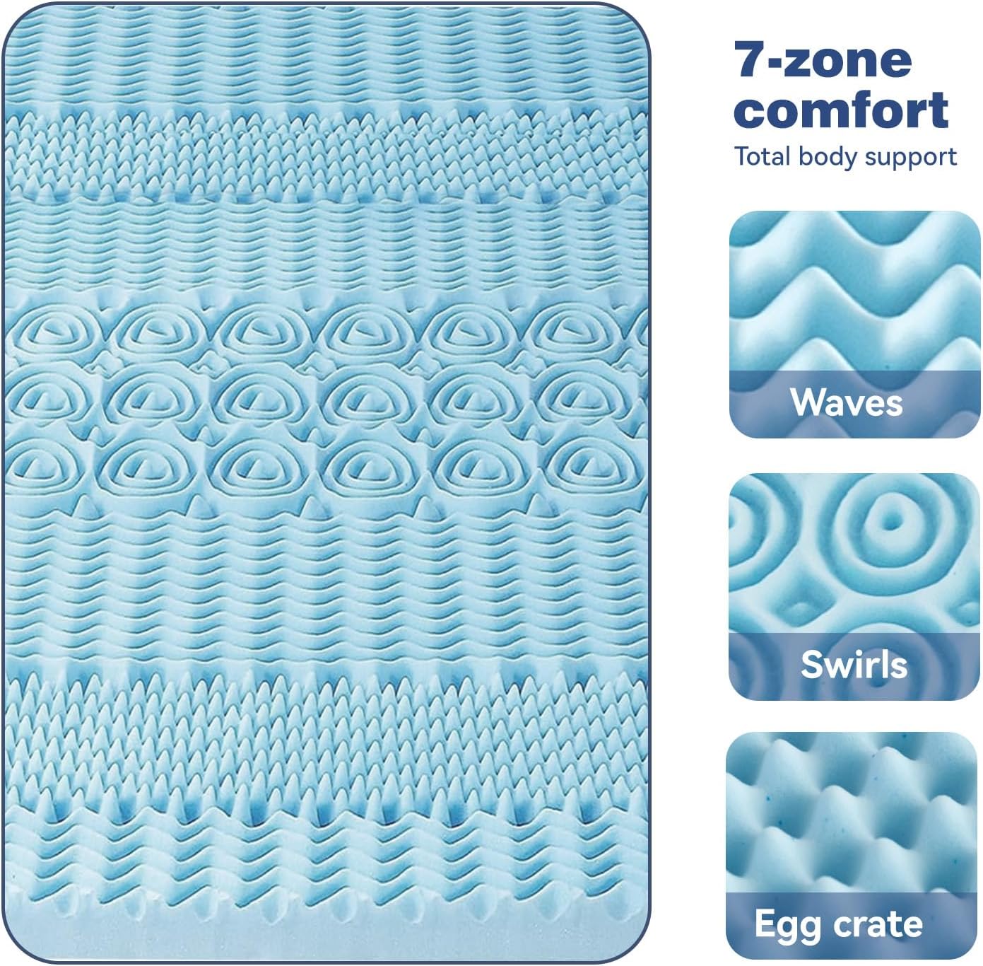 King Mattress Topper Memory Foam 7-Zone 8cm V178-66890