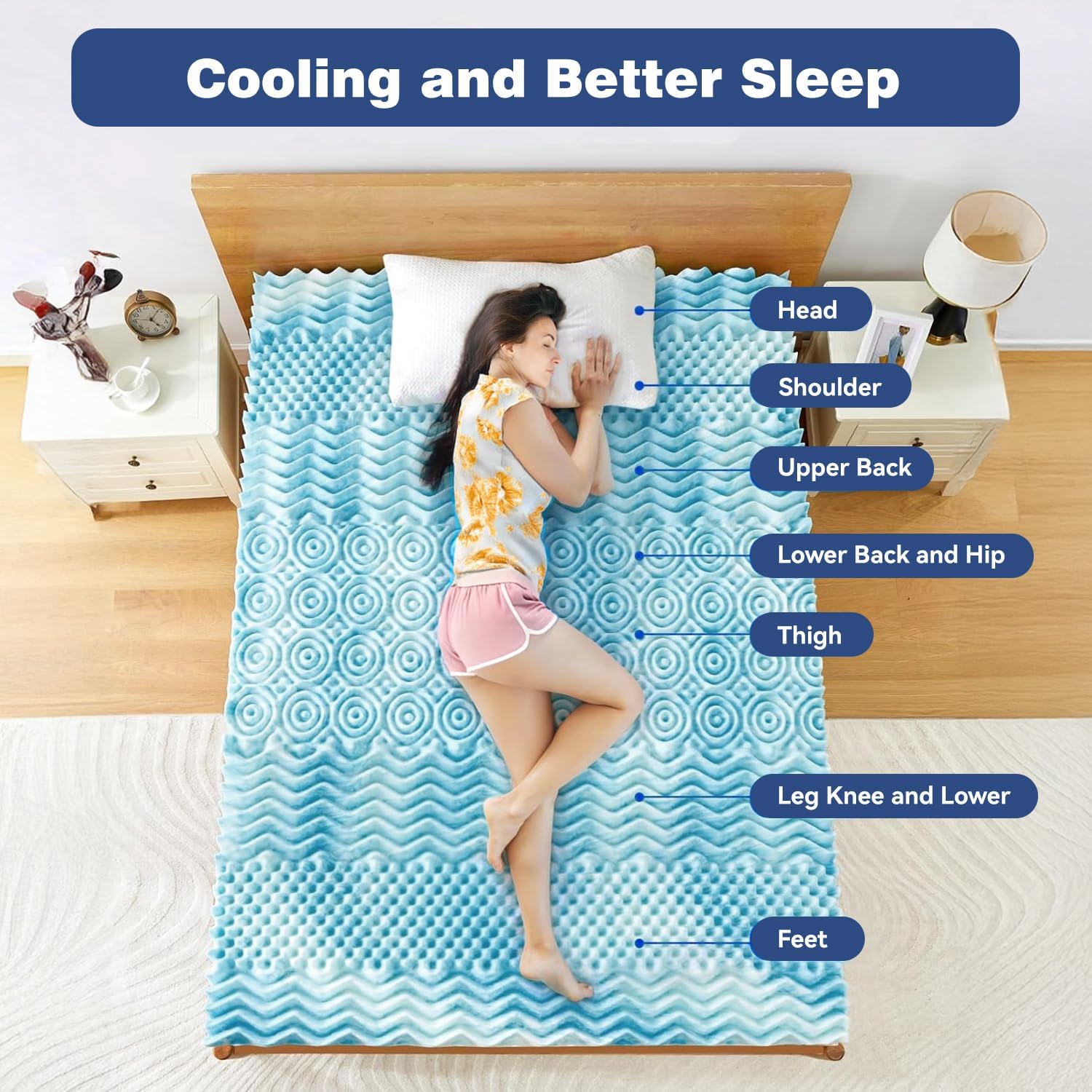 King Mattress Topper Memory Foam 7-Zone 8cm V178-66890