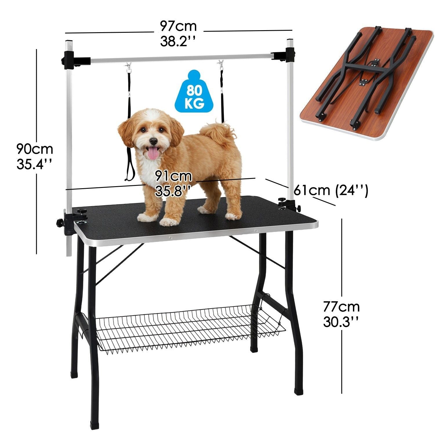 Adjustable Pet Grooming Table for Australian Cattle Dog, Foldable V178-66891