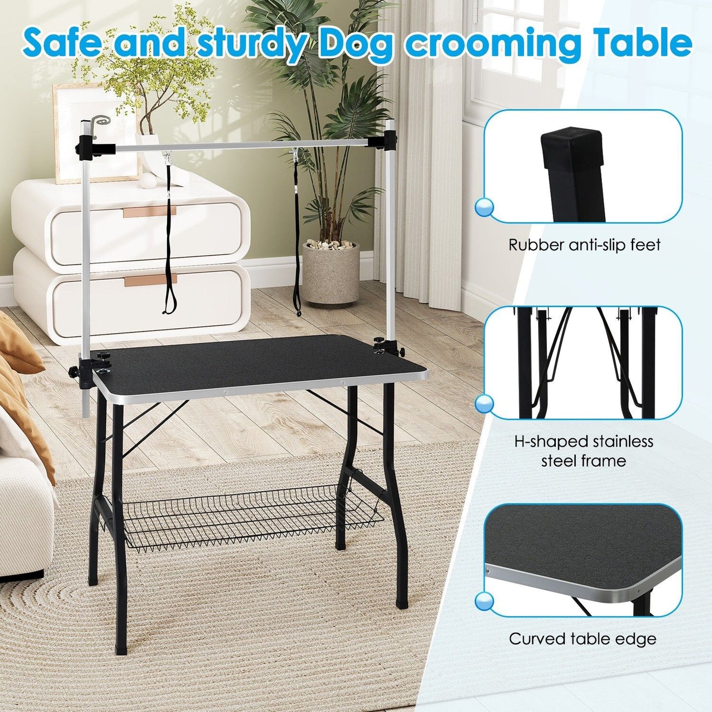 Adjustable Pet Grooming Table for Australian Cattle Dog, Foldable V178-66891