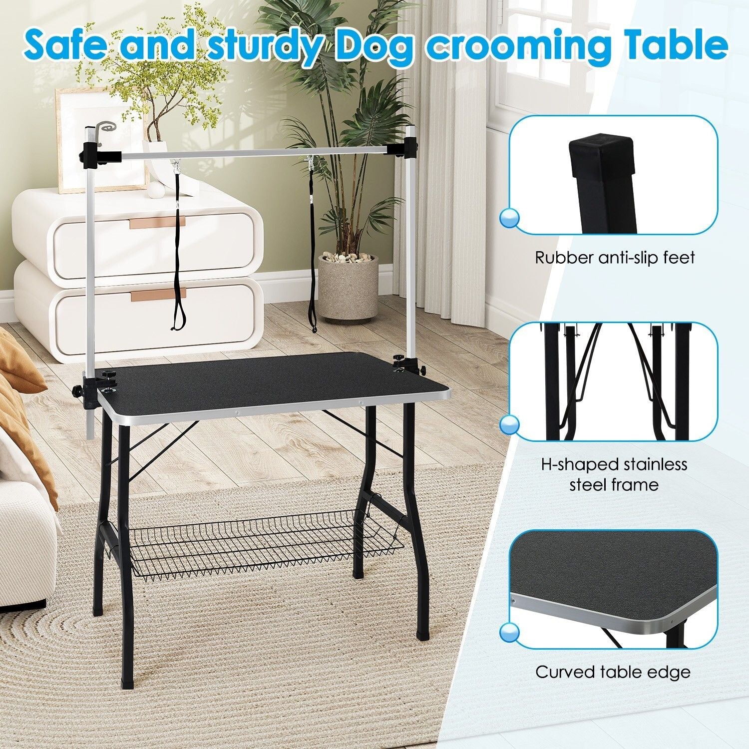 Adjustable Pet Grooming Table for Australian Cattle Dog, Foldable V178-66891