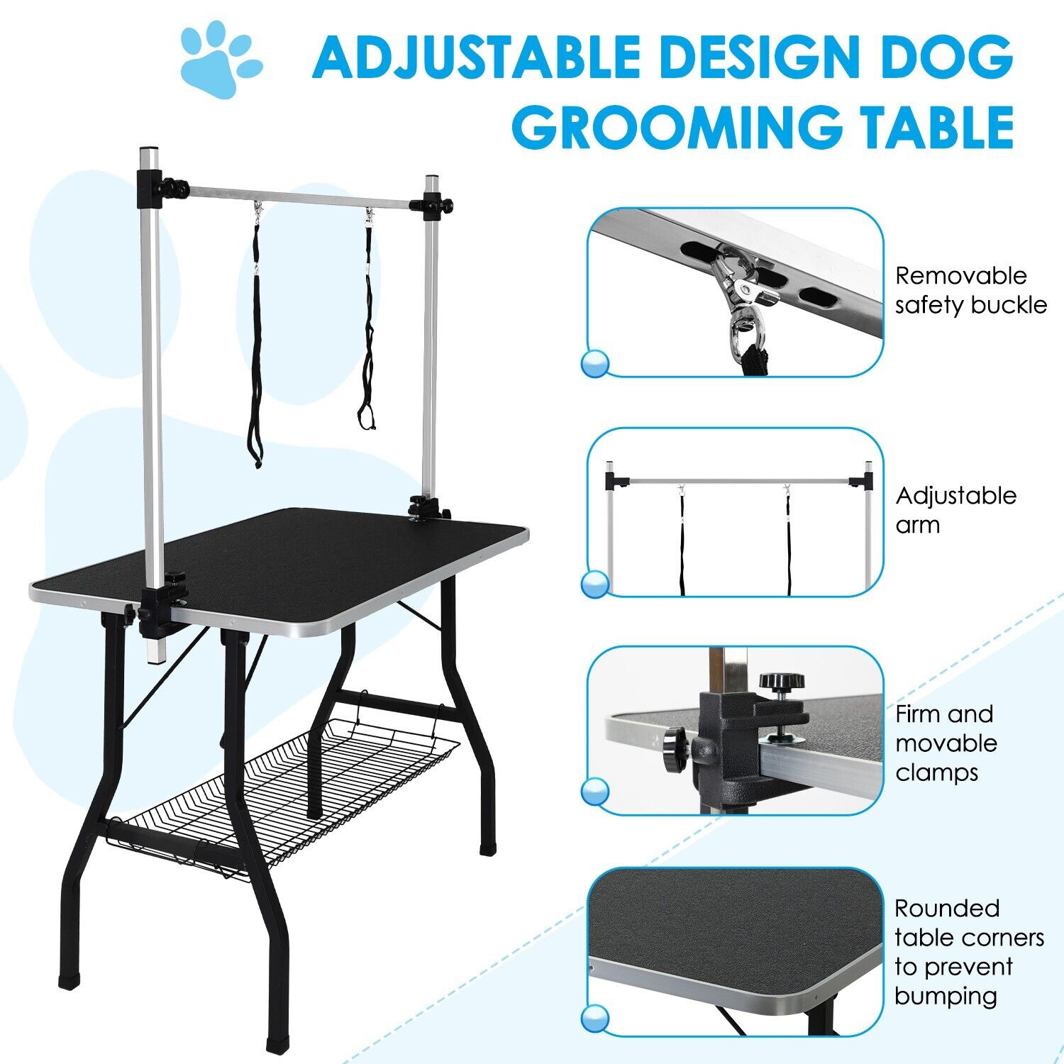 Adjustable Pet Grooming Table for Australian Cattle Dog, Foldable V178-66891