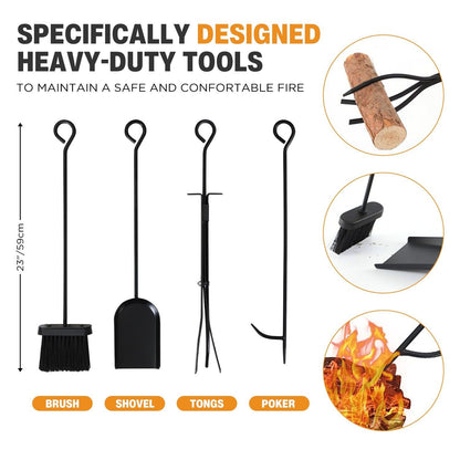 Steel Firewood Rack with Tools, Large Log Holder, 30cm Depth V178-66892