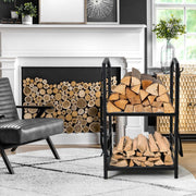 Steel Firewood Rack with Tools, Large Log Holder, 30cm Depth V178-66892