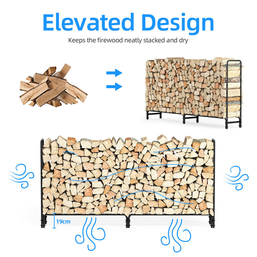 Metal Firewood Rack Log Storage Holder Heavy Duty V178-66893