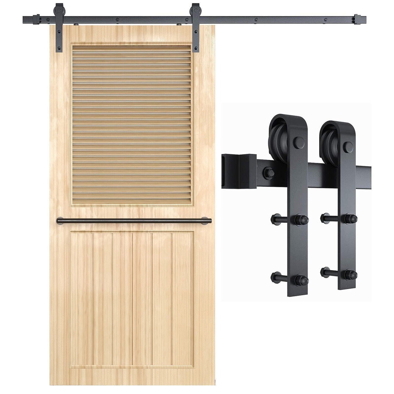 Sliding Barn Door Kit Heavy Duty Rust Resistant Single 2.44M V178-66896
