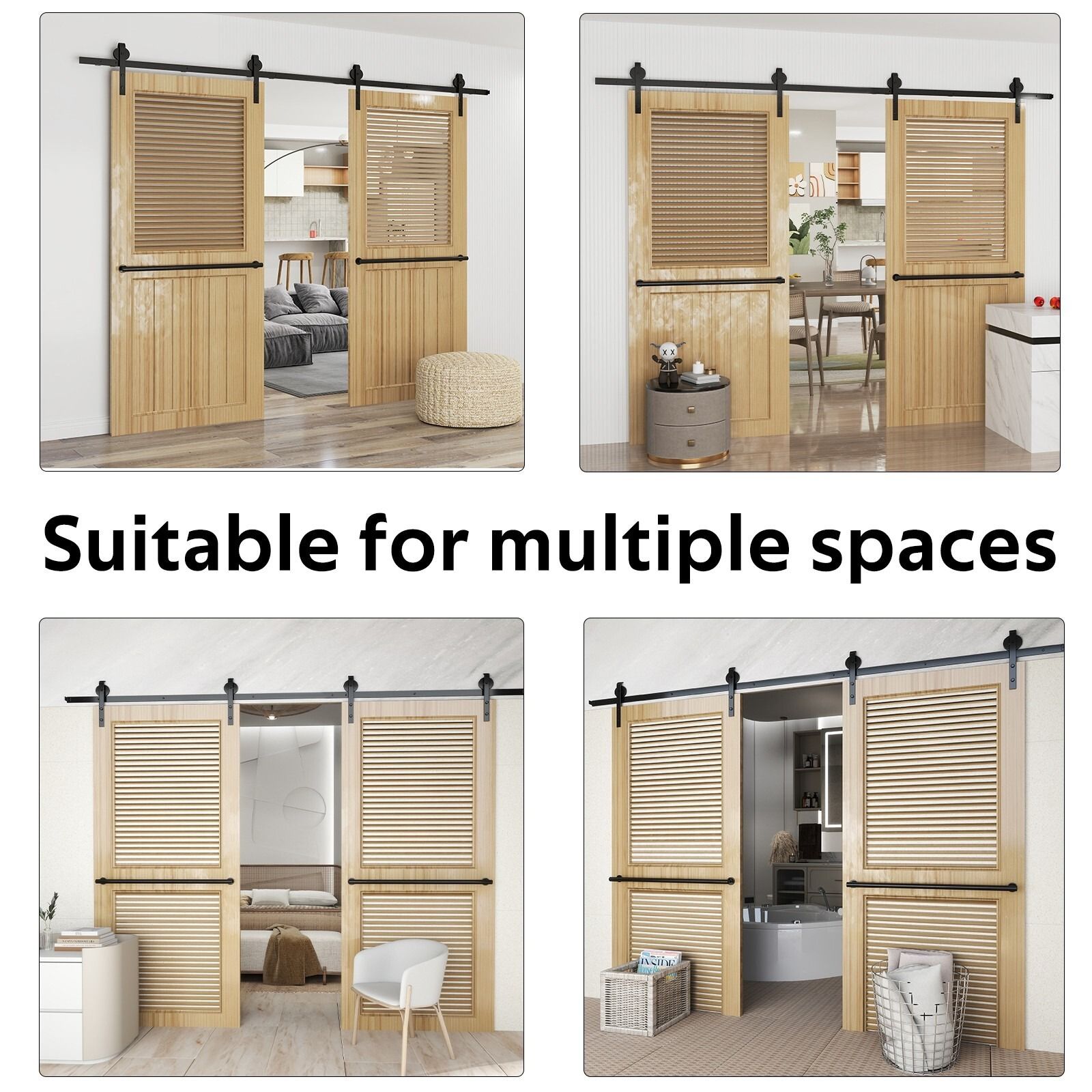 Sliding Barn Door Kit Heavy Duty Rust Resistant Single 2.44M V178-66896