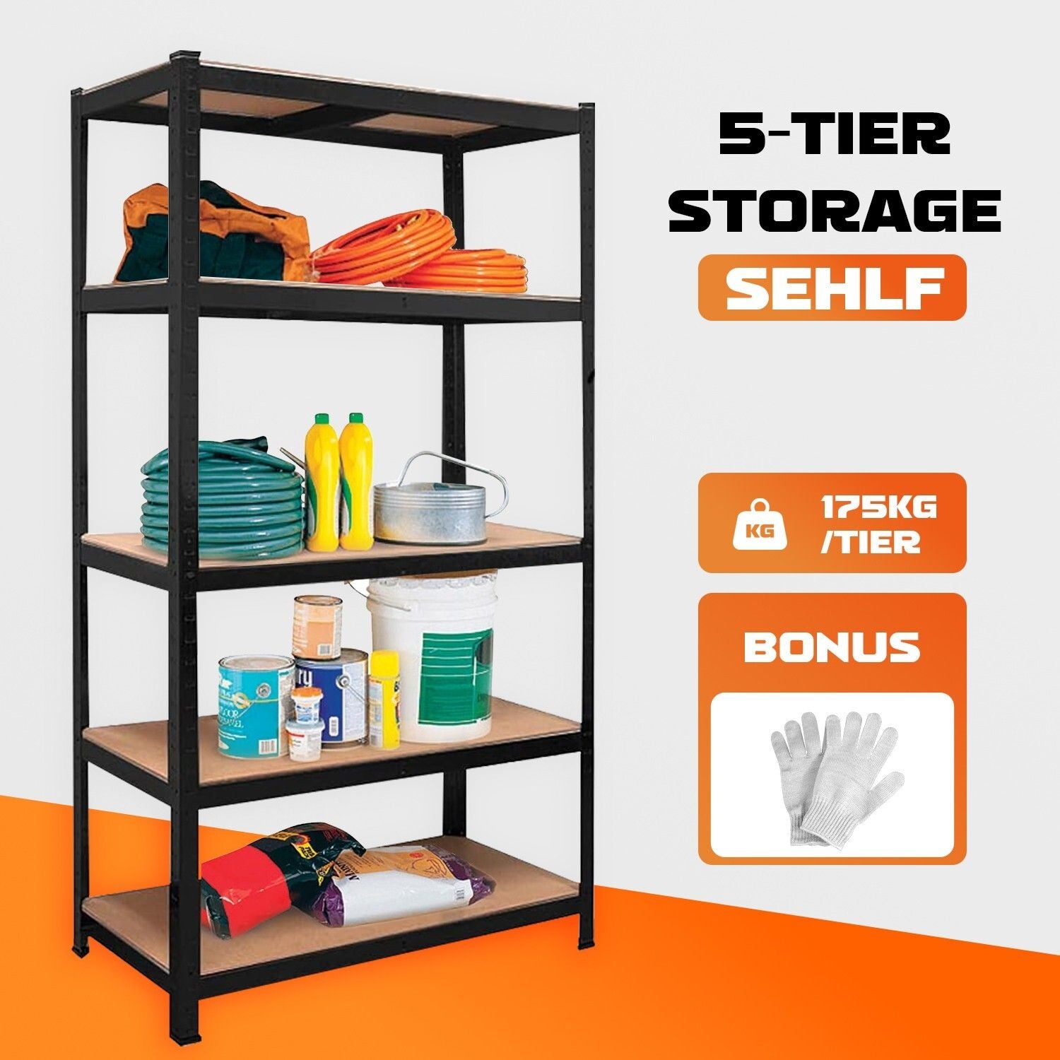 Heavy Duty Warehouse Shelving 75x30x170cm Steel V178-66907