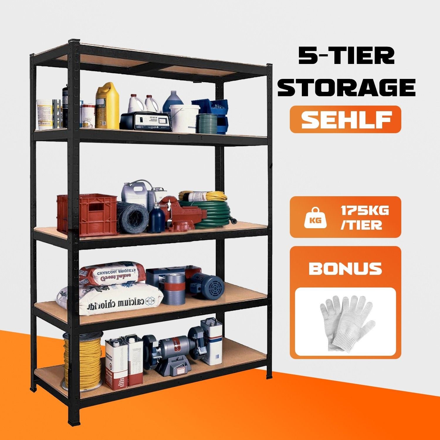 Heavy Duty Steel Warehouse Shelving Rack Storage 180cm V178-66909