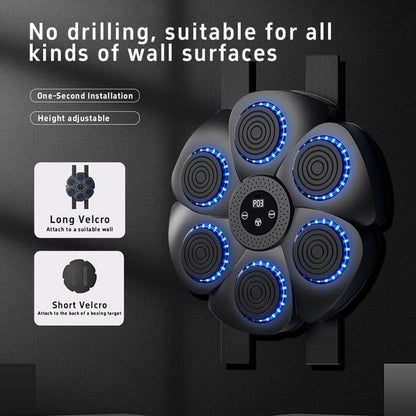 Wall Mount Boxing Machine Bluetooth Black Punch Pad + Gloves V178-66911
