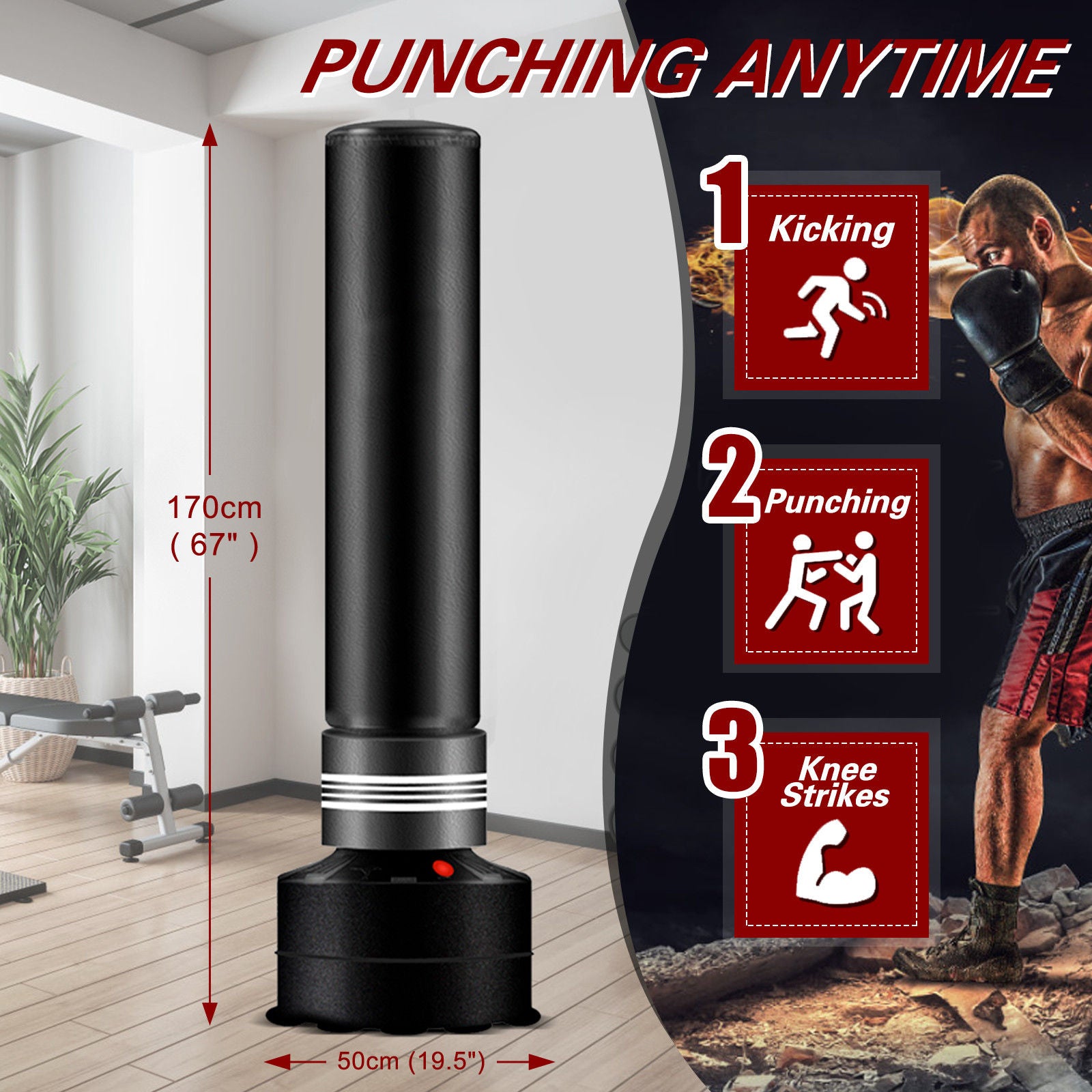 Standing Boxing Bag Punch Training for Adults Kids 170cm V178-66914