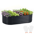 Oval Raised Garden Bed 160x80x42cm Galvanised Steel Planter V178-66915
