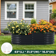 Oval Raised Garden Bed 160x80x42cm Galvanised Steel Planter V178-66915