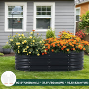 Oval Raised Garden Bed Galvanised Steel 240x80x42cm Planter V178-66916