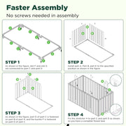 Galvanised Steel Raised Garden Rectangle Bed 160x80x42cm No-Screw Oval V178-66917