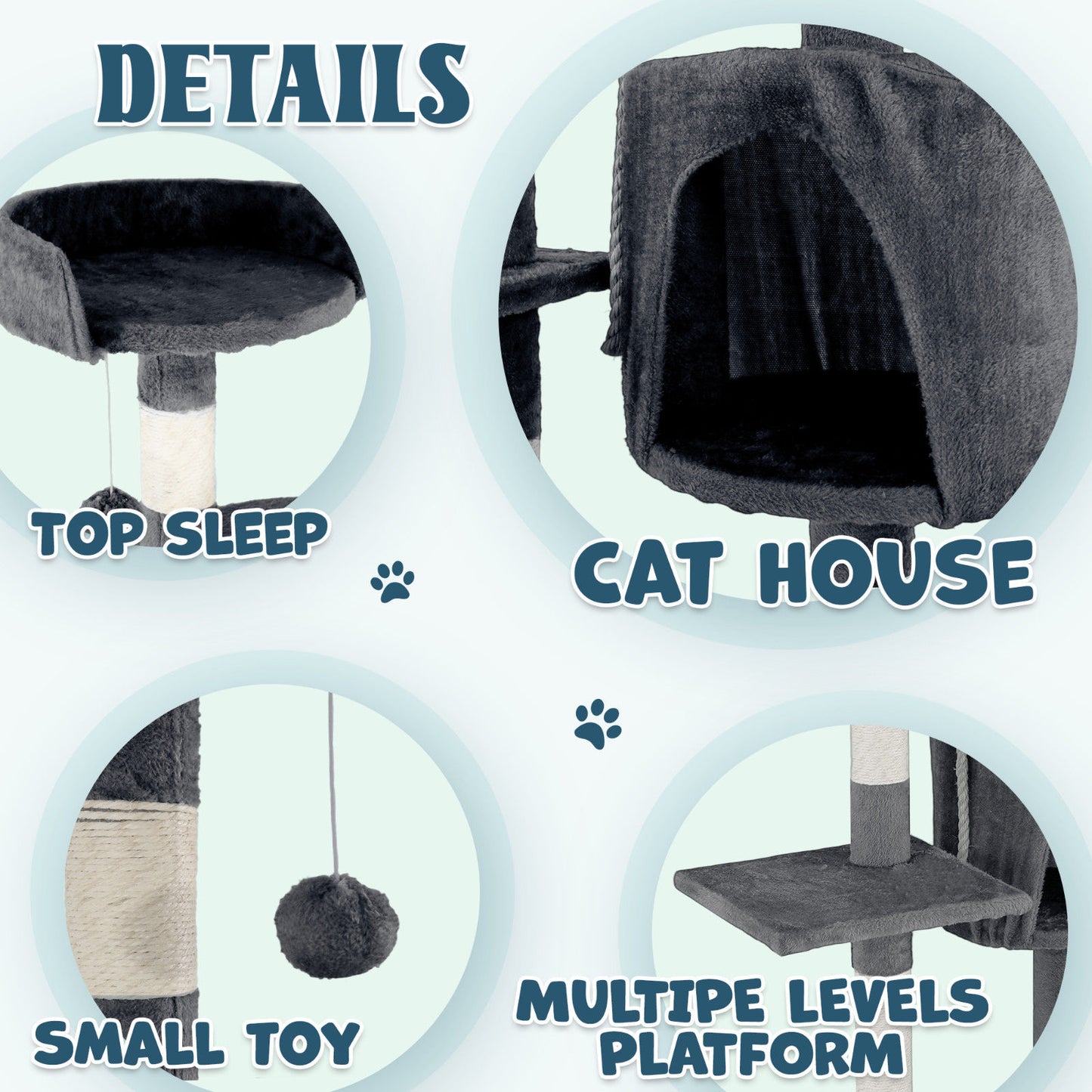 Cat Tower Tree Scratching Post Dark Grey Condo 112cm V178-66918