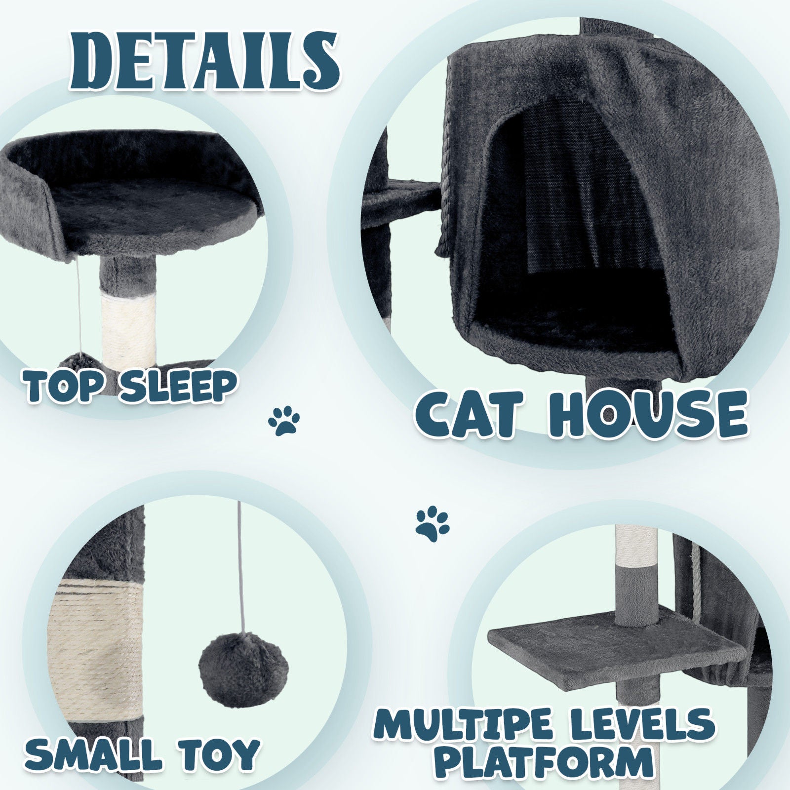 Cat Tower Tree Scratching Post Dark Grey Condo 112cm V178-66918