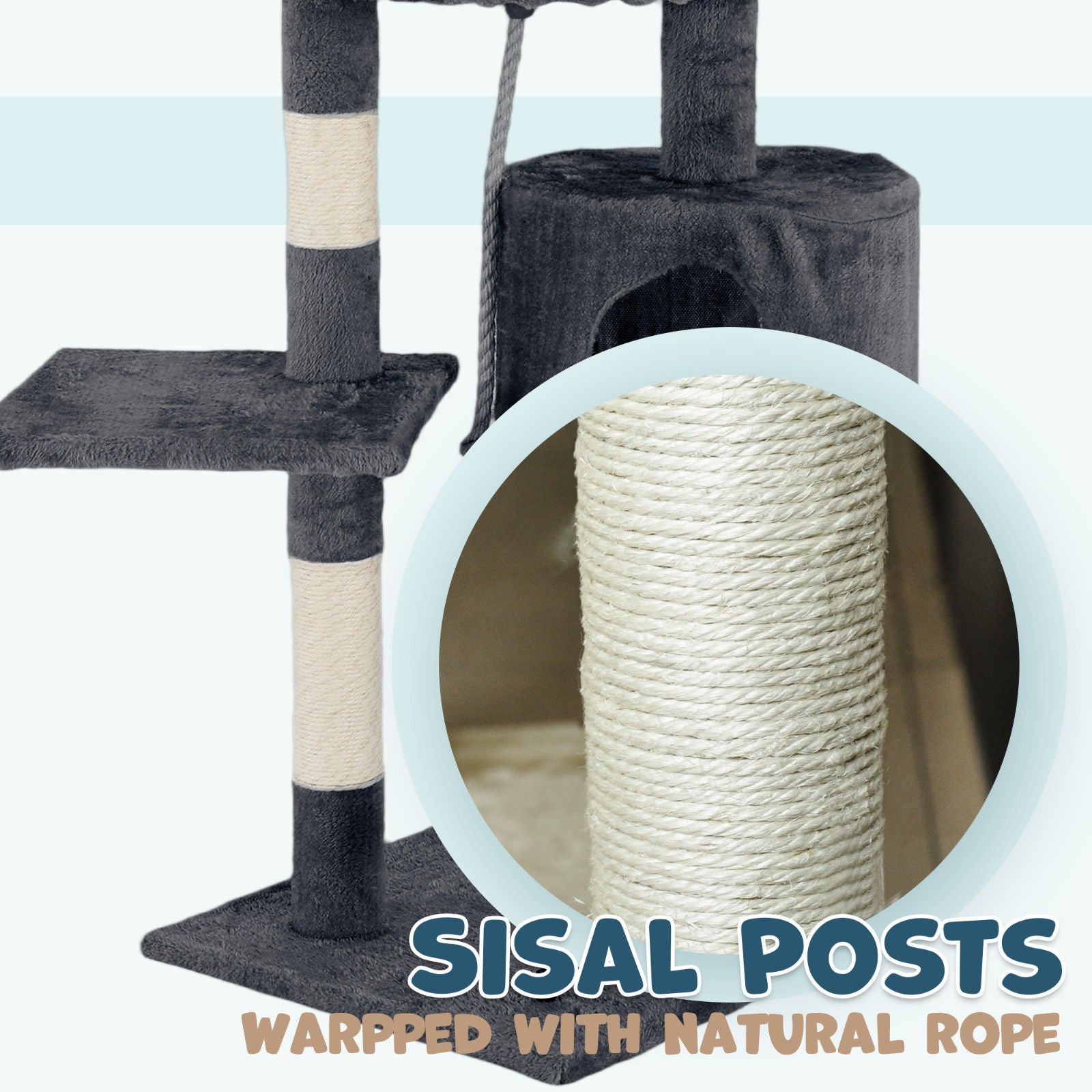 Cat Tower Tree Scratching Post Dark Grey Condo 112cm V178-66918