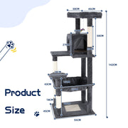 Cat Tower Tree Condo Scratching Post Dark Grey 142cm V178-66919