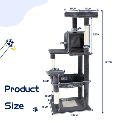 Cat Tower Tree Condo Scratching Post Dark Grey 142cm V178-66919