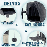 Cat Tower Tree Condo Scratching Post Dark Grey 142cm V178-66919