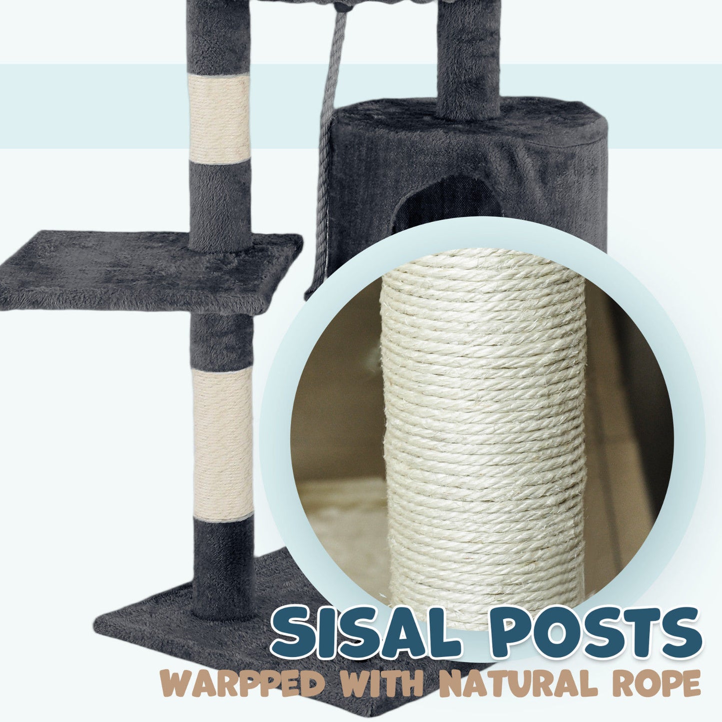 Cat Tower Tree Condo Scratching Post Dark Grey 142cm V178-66919