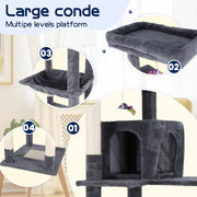 Cat Tower Tree Condo Scratching Post Dark Grey 142cm V178-66919