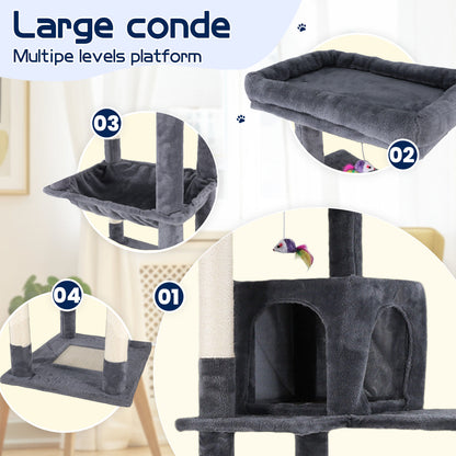 Cat Tower Tree Condo Scratching Post Dark Grey 142cm V178-66919
