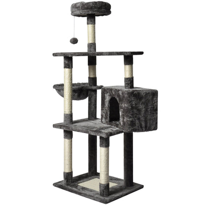 Large Grey Cat Tree Tower Condo with Scratching Post Bed V178-66920