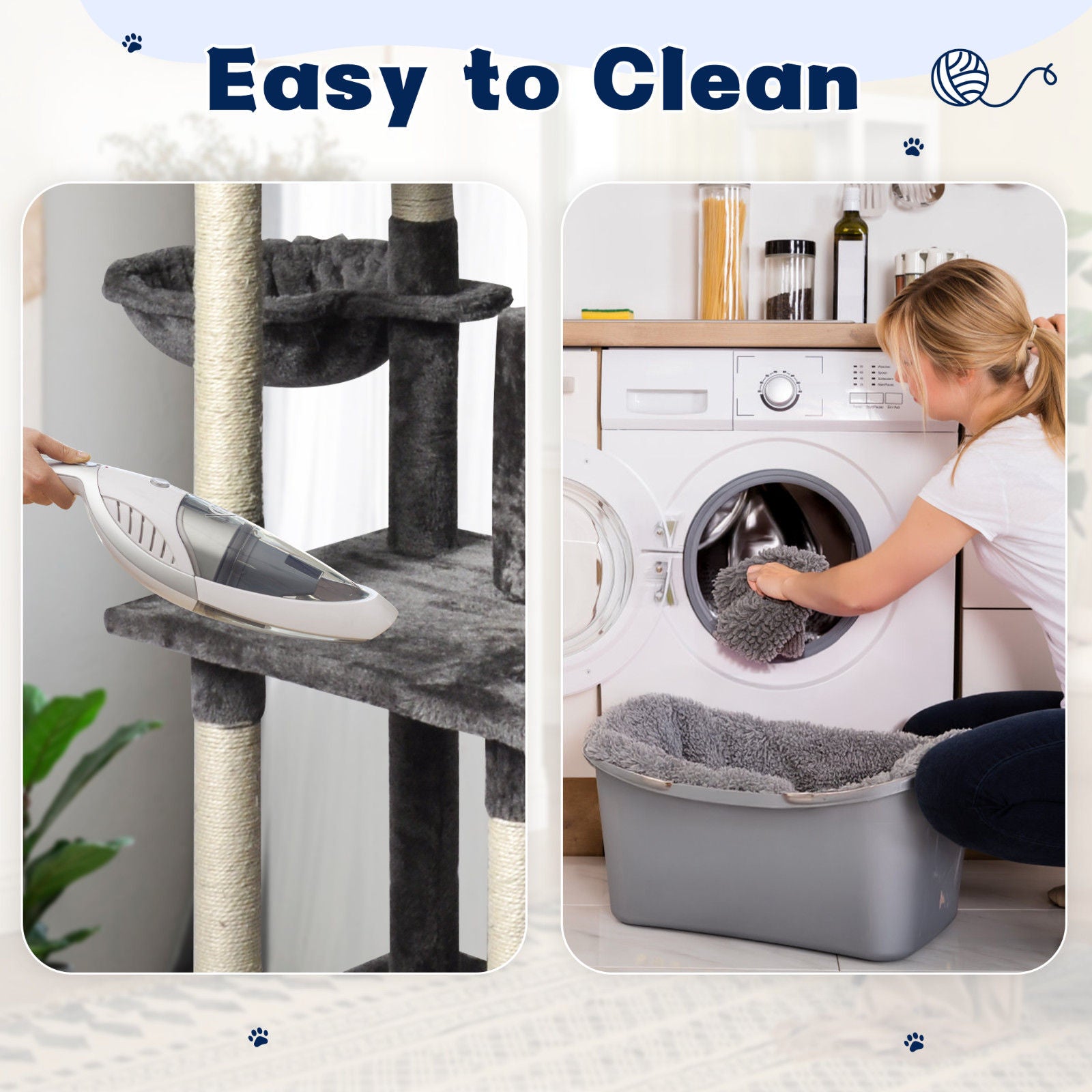 Large Grey Cat Tree Tower Condo with Scratching Post Bed V178-66920