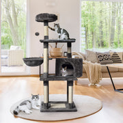 Large Grey Cat Tree Tower Condo with Scratching Post Bed V178-66920