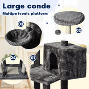 Large Grey Cat Tree Tower Condo with Scratching Post Bed V178-66920