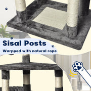 Large Grey Cat Tree Tower Condo with Scratching Post Bed V178-66920