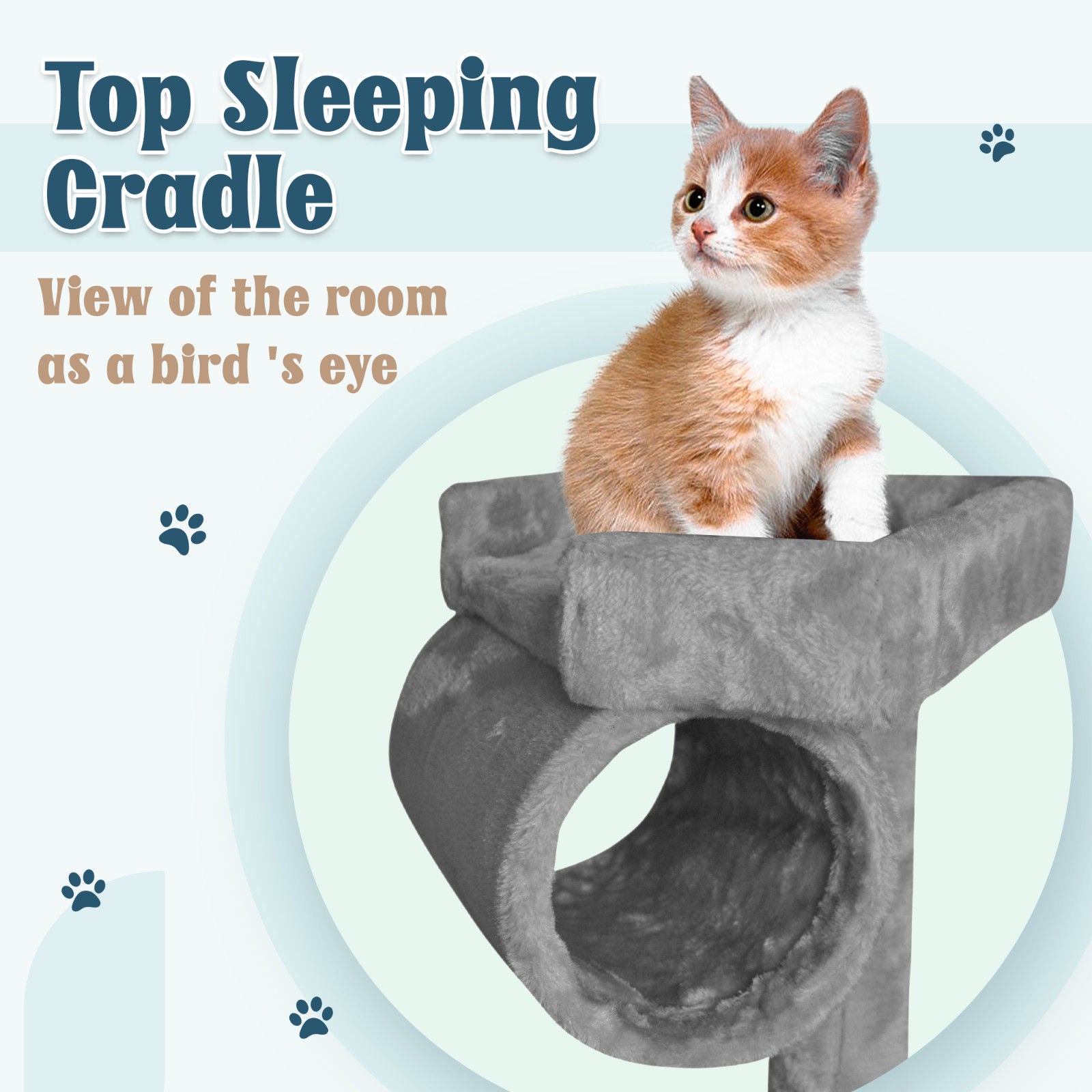 Grey Cat Tree Tower Condo Scratching Post Bed Stand 1.4M V178-66921